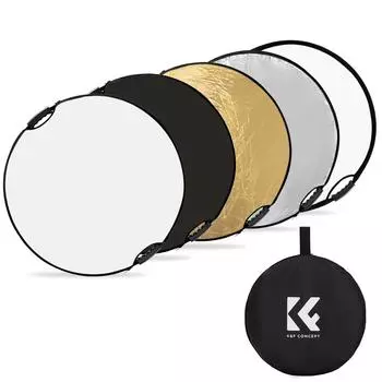 K&F Concept 110 см/43 дюйма складной отражатель света для фотографии 5-в-1(Прозрачный, серебряный, золотой, S