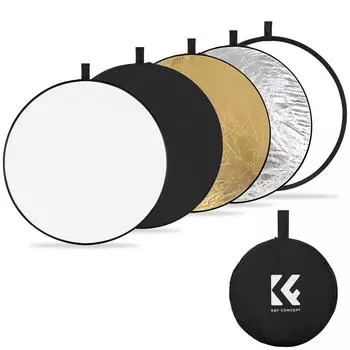 K&F Concept 110 см/43 дюйма складной отражатель света для фотографии 5-в-1 (Прозрачный, серебряный, золотой, M