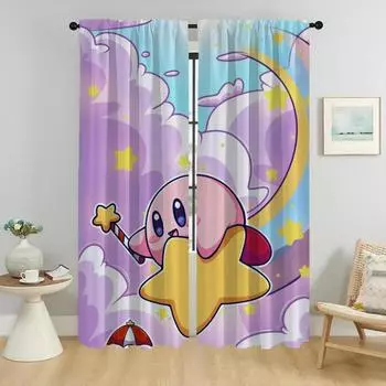 K-Kirbyes Elegant Room Curtains for Living Room Shades Halloween Decoration Anti-mosquito Curtains 2 Pieces Window Curtain Child W50xH70cmx2pcs-CL