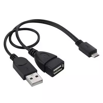 Кабель-адаптер конвертера OTG с разъемом Micro USB на USB 2.0 «папа» и USB 2.0 «мама», длина: Около 30 см(черный) чёрный