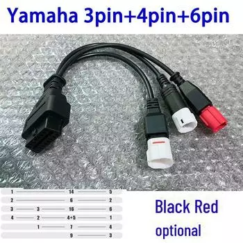 Кабель-адаптер OBD для мотоцикла Yamaha Honda: 3+4/6-контактный на 16-контактный Yamaha 1.3 красный