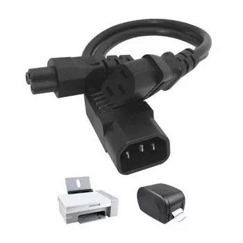 Кабель-адаптер питания IEC320 C14 - IEC320 C13+C15, 3 клеммы, разъемы «папа-мама», удлинительный провод