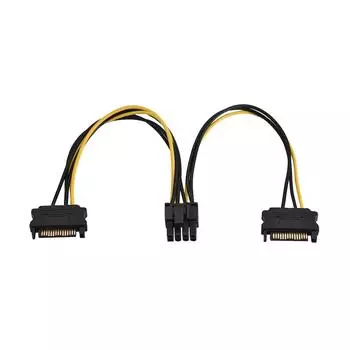 Кабель-адаптер питания PCI-E PCI Express с разъемом SATA Male (15 контактов) на Female (8 контактов), 0,2 м Single SATA 0.2m