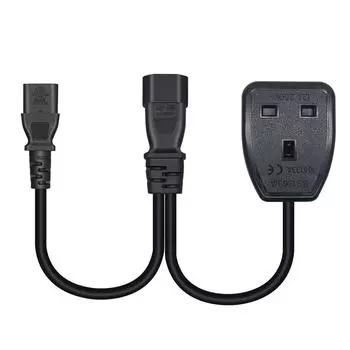 Кабель-адаптер питания переменного тока IEC320 C14 - IEC320 C13+UK13A, 3 клеммы, разъем питания «папа-мама», провод
