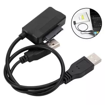 Кабель-адаптер Sata-USB 2.0, внешний кабель питания для компакт-дисков/DVD-ROM Slimline