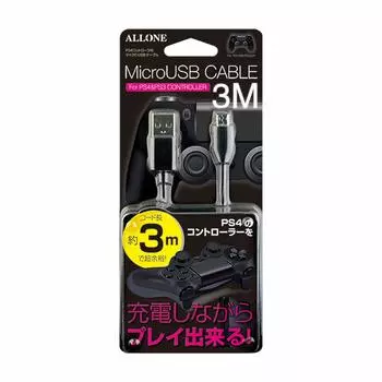 Кабель Allone Micro USB для PS4 черный 3 м игровой совместимый с PSVITA длинный кабель для игры во время зарядки ALG-P4MU3K