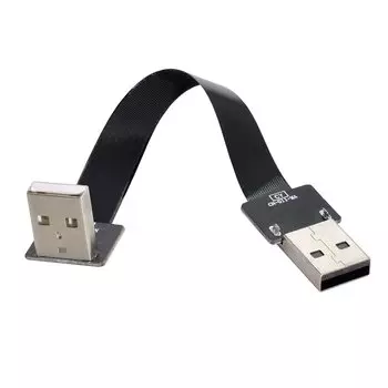 Кабель Cablecc USB Папа-Папа Передача данных Плоский Тонкий FPC Кабель Угловой 90 градусов вниз для FPV Дисковый сканер Принтер 200CM 2.0 Тип-A Тип-A & & & чёрный