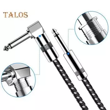 Кабель для электрогитары Talos 6.35, прямой и угловой бесшумный аудиокабель для бас-гитары 1.8M
