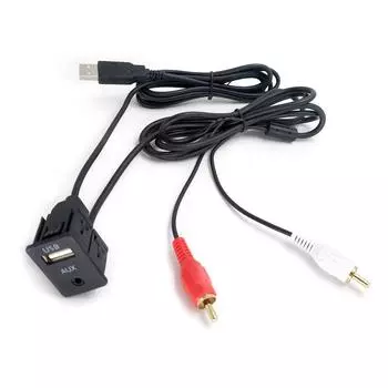 Кабель для подключения USB и 3,5 мм AUX к USB и 2 стереоразъемам RCA для монтажа на приборную панель