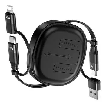 Кабель для зарядки MINLU 5 в 1, сворачивающийся шнур для зарядки, USB-кабель, кабель для зарядки нескольких смартфонов, кабель USB-Type-C для iPhone, iPhone16, 15, 14, 13, 12 Pro Max