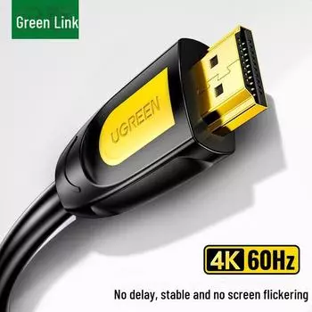 Кабель HDMI 2.0 Green Link: 4K HD, 3D-видео, инженерный класс для ноутбуков round cable, 0.5 meters жёлтый/чёрный