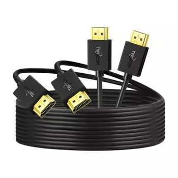 Кабель HDMI Twozoh Slim, 2 шт., сверхтонкий и сверхтонкий, гибкий кабель HDMI-HDMI 4K@60 Гц/2160P/1080P, 3 м, доступный для выставления счетов