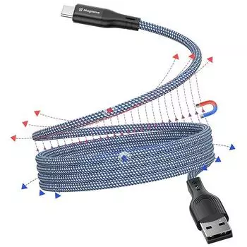 Кабель Magtame USB-Type C для быстрой зарядки, совместимый с QC3.0, кабель USB-C, магнитное притяжение предотвращает спутывание кабеля USB Type C, металлический разъем, двойной