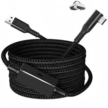 Кабель MEEKI Link Quest Совместим с аксессуарами 3/2/1/Pro/Pico4 Кабель USB-A 3.0 и Type C Играйте во время зарядки Игровой ПК/Steam для виртуальной реальности С отдельным