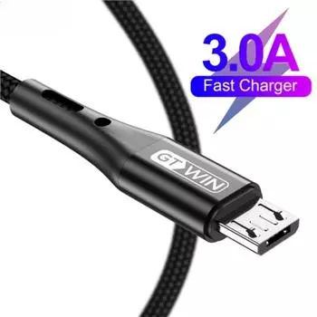 Кабель Micro USB для кабеля MicroUSB 3A для быстрой зарядки мобильных телефонов Xiaomi Samsung Android, провод для зарядки и передачи данных 0.5m