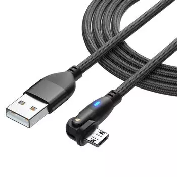 Кабель Micro USB L-образной формы, тип L, вращение на 180 градусов, быстрая зарядка и передача данных, 2,4 А. Изготовлен из армированного термопластичного эластомера (TPE), тип A - micro b, кабель для зарядки Micro.