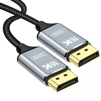 Кабель NCGGY 16k Displayport 2.1 Стандартный кабель DP 3 м Высокоскоростная передача 80 Гбит/с 16K@60 Гц/8K@60 Гц 4K@240 Гц/165 Гц/144 Гц Кабель Displayport Аудио/Высоко