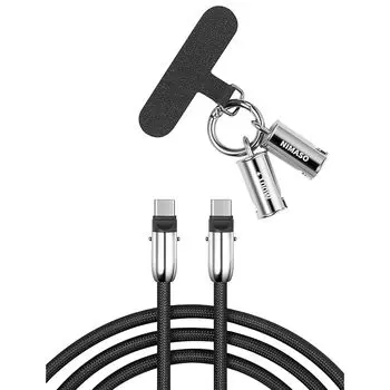 Кабель NIMASO USB Type C 2 в 1, мобильный ремешок, ручка, шейный ремень, usb c [совместимый с PD, быстрая зарядка 100 Вт] 1,2 м, предотвращение падений, предотвращение потерь