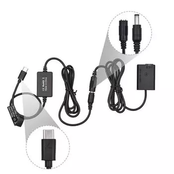 Кабель PD USB Type-C к NP-FW50, замена переходника постоянного тока для фиктивной батареи для Sony A7S2 A7S A7 II R RII чёрный