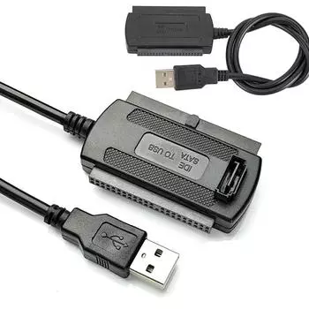 Кабель-переходник USB 2.0 в Ide Sata для жесткого диска 2,5 3,5 дюйма HD чёрный