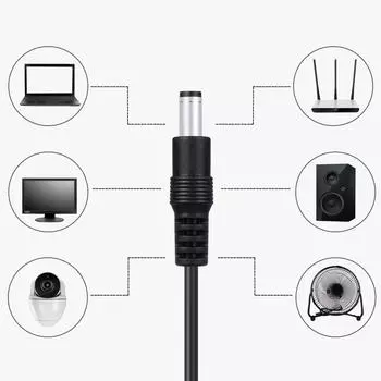 Кабель питания Essential DC5.5x2.1mm Male-Male поддерживает ток до 3A с 8 адаптерами для маршрутизаторов и ноутбуков
