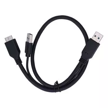 Кабель питания и передачи данных USB-A на USB 2.0 Micro BY типа «папа-папа» для мобильного жесткого диска, черный