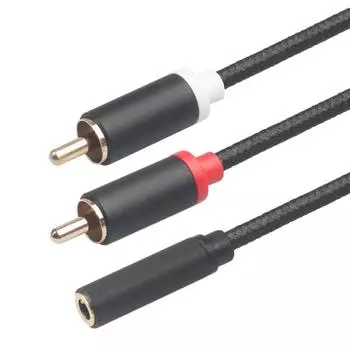 - Кабель RCA 0,4 м, 2 RCA штекера на гнездо 3,5 мм, адаптер, аудиокабель, шнур