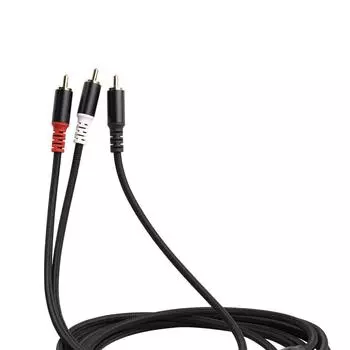 Кабель RCA Y 1 штекер RCA на 2 штекера RCA Стерео аудиокабель с двойным экранированием и позолоченным усилителем длиной 16,4 фута 2m чёрный