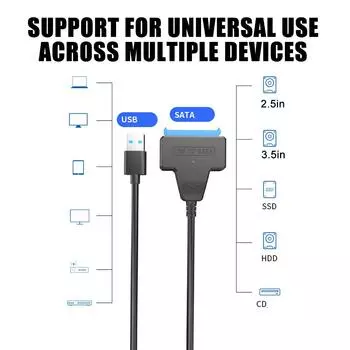 Кабель SATA-USB 3.0/2.0 до 6 Гбит/с для 2,5-дюймового жесткого диска с 22 разъемами Sata Drive Pin 3 Адаптер SATA USB N9W0 typec-one-size