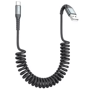Кабель SUNGUY USB C Длина от 0,5 м до 1,5 м, быстрая зарядка до 3 А, телескопический, тип C, тип катушки для передачи данных USB2.0, материал PU, высокая прочность, USB-A