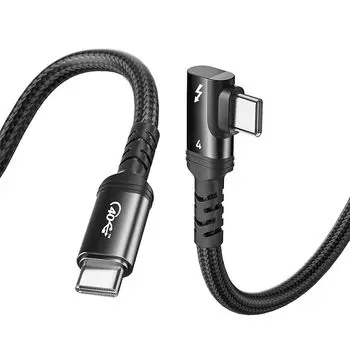 Кабель Thunderbolt 4 L-образный, 1 м, 240 Вт, быстрая зарядка, совместимость с 8K, передача данных 40 Гбит/с, Type-C и Type-C, USB-C и совместимость с