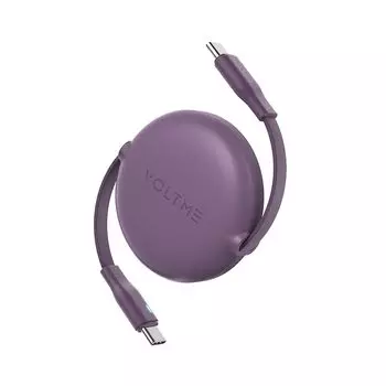 Кабель типа C VOLTME Скручивающийся, двухпроводной, 1 м, USB-C до 60 Вт, быстрая зарядка PD3.0 Со светодиодной подсветкой Передача данных по USB Type C 480 Мбит/с Не спутывается