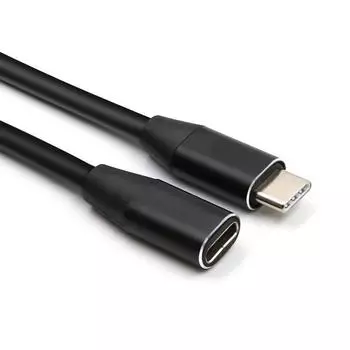 Кабель-удлинитель USB 3.1 типа C папа на USB-C мама для передачи данных, 1 м, черный чёрный