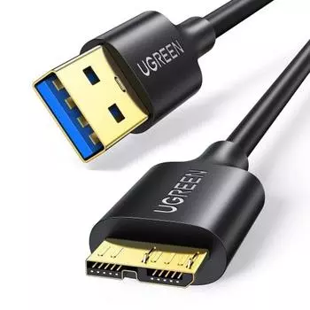 Кабель UGREEN USB3.0 MicroB USB тип A папа - Micro тип B папа высокоскоростной??Передача и быстрая зарядка совместимы с внешним жестким диском SSD Blu-ray BD Dr