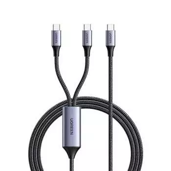 Кабель UGREEN USB Type C [кабель для быстрой зарядки PD 100 Вт 2-в-1 Type C] Кабель USB C - USB C Чип E-Maker, оснащенный функцией предотвращения отключения, совместимый