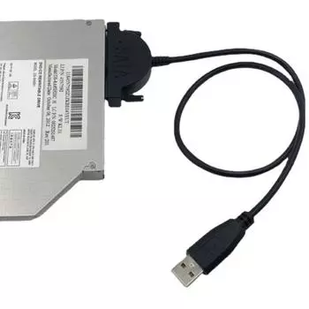 Кабель Usb 2.0 Sata Кабель привода CD/DVD-Rom Оптический драйвер Адаптер Кабель для ПК Ноутбука чёрный