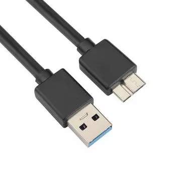 Кабель USB 3.0 - Micro USB для мобильного жесткого диска с удлинителем питания 0.3m чёрный