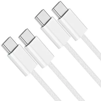 Кабель USB C 3M, набор из 2 шт. Совместимость с PD, быстрая зарядка 100 Вт, USB-C и передача данных, высокая прочность, предотвращение отключения, тип «Type to» для iPhone 16/15
