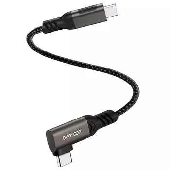 Кабель USB C Aceyoon Maximum 240W, 20 см, Г-образный, тип «папа» - 90 градусов, короткий, 20 см, шнур для зарядки QC 4.0, сверхбыстрая зарядка, синхронизация данных, 0,2 м