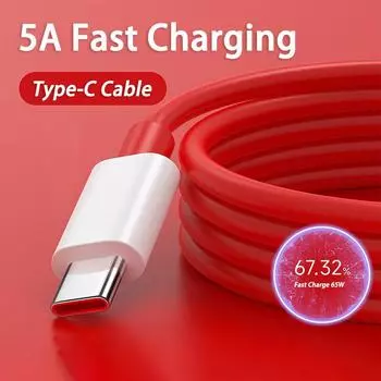 Кабель USB C для быстрой зарядки 65 Вт, 5 А для OnePlus 9 9R N10 CE Warp Charge 10 Pro 9RT 8 7Pro 7t 7 T 6t, кабель Supervooc Type C 1m красный