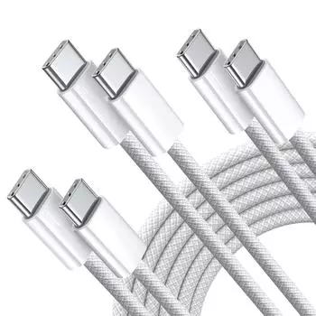Кабель USB C для iPhone 15 Pro Max iPad PD 65 Вт 45 Вт 25 Вт Турбозарядный шнур Type C для быстрой зарядки Samsung Huawei Xiaomi Redmi 1m белый