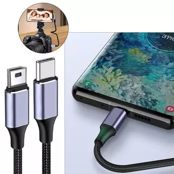 Кабель USB C - Mini USB, 90 градусов, тип C, штекер - Mini USB, штекер, кабель-конвертер для цифровых камер, MP3-плееров B