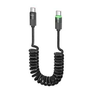 Кабель USB C toocki, спиральный кабель 100 Вт, удлиняющийся до 1,8 м, совместимый с PD/QC, совместимый с USB C и Android Auto, прочный черный кабель для зарядки телефона