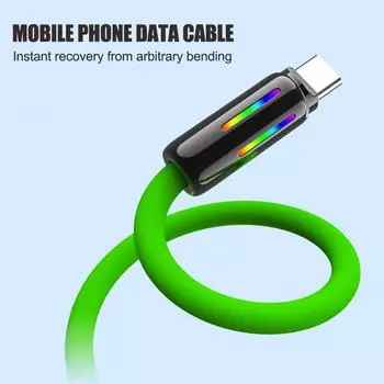 Кабель USB C - USB C 240 Вт силиконовый кабель USB-C для зарядки Type-C для iPhone и других 15 устройств Brea G4D9 green-240W