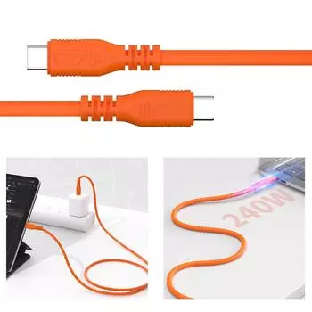 Кабель USB C - USB C, кабель для быстрой зарядки PD, 240 Вт, кабель USB C для зарядки мобильных телефонов 15/15Plus/15Pro/15ProMax 100 розовый