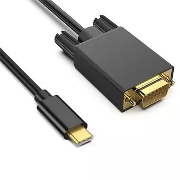 Кабель USB C - VGA 1080P USB 3.1 Type C - VGA адаптер-кабель для преобразования, совместимый с Macbook Pro чёрный