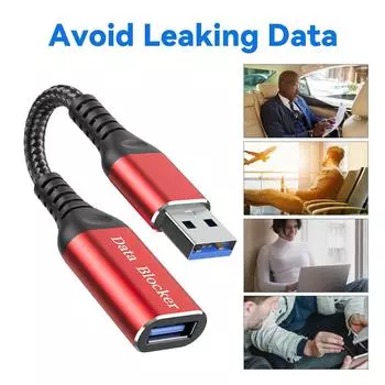 Кабель USB для зарядки «мама-папа» Блокировщик данных Только для зарядки Без передачи данных для компьютеров и зарядных устройств 12 см