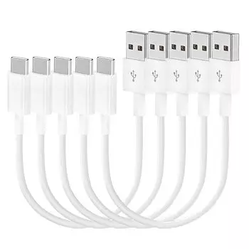 Кабель USB типа C (набор из 5 штук, 0,3м) Suptopwxm USB-A и кабель [совместимый с быстрой зарядкой 2,4 А/скорость 480 Мбит/с] кабель для зарядки USB типа C для смартфонов,