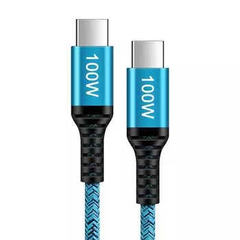 Кабель USB Type C 100 Вт PD-совместимый, быстрая зарядка, установлен чип E-marker, USB-C - Высокопрочный нейлоновый трикотажный кабель Type C для зарядки, высокая скорость