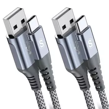 Кабель USB Type C [1 м+2 м/комплект из 2 шт.] Кабель Sweguard USB-A и USB-C [совместимый с QC, быстрая зарядка 3,1 А] кабель для зарядки iPhone 16/iPhone15 Pro типа C